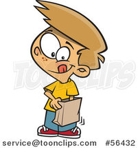Cartoon Dirty Blond White Boy Reaching into a Grab Bag by Toonaday
