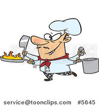 Cartoon Multi Tasking Chef by Toonaday