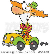 Cartoon Cown Driving a Tiny Car by Toonaday