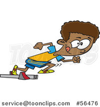 Cartoon Black Track and Field Boy Taking off in a Sprint by Toonaday