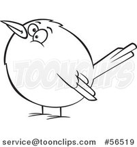 Cartoon Outline Chubby Wren Bird by Toonaday