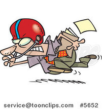 Cartoon Business Man Running with a File and Wearing a Helmet by Toonaday