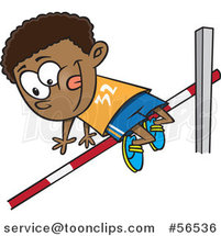 Cartoon Black Boy Doing a Track and Field High Jump by Toonaday