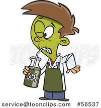 Cartoon Boy Turning Green and Drinking a Poisonous Concoction by Toonaday