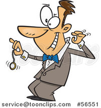 Cartoon Grinning White Hypnotist Swinging a Pocket Watch by Toonaday