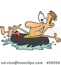 Cartoon White Guy Swimming and Inner Tubing by Toonaday