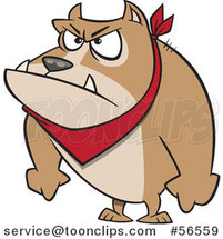 Cartoon Angry Pit Bull Dog with His Paws in Fists by Toonaday