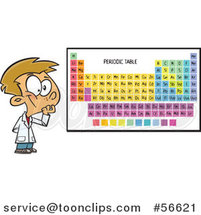 Cartoon White School Boy Thinking by a Periodic Table by Toonaday
