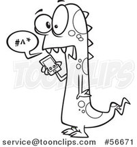 Cartoon Outline Spotted Monster Talking on a Cell Phone by Toonaday