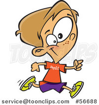 Cartoon Dirty Blond White School Boy Running in Gym Glass by Toonaday
