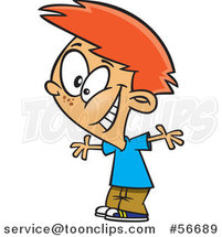 Cartoon Excited Red Haired White Boy Cheering and Grinning by Toonaday
