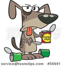 Cartoon Dog Eating a Gross Can of Wet Food by Toonaday