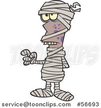 Cartoon Halloween Mummy Holding up a Finger by Toonaday