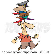 Cartoon Guy Wearing Many Hats by Toonaday