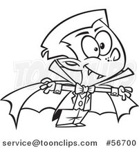 Cartoon Outline Halloween Vampire Boy by Toonaday