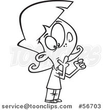 Cartoon Outline Girl Holding a Short Straw by Toonaday