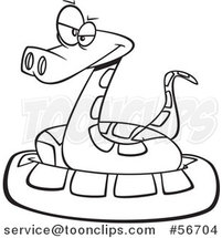 Cartoon Outline Annoyed Coiled Snake by Toonaday