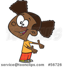 Cartoon Friendly Black Girl Presenting or Expressing Someone Elses Turn by Toonaday