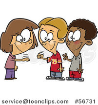Cartoon Girl and Boys Playing Rock Paper Scissors by Toonaday