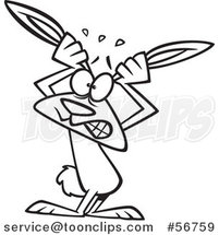 Cartoon Outline Stressed out Bunny Rabbit Grabbing His Ears by Toonaday