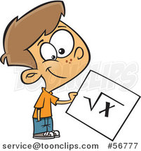 Cartoon Brunette White School Boy Holding a Square Root Page by Toonaday