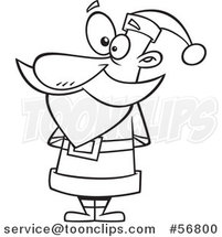 Cartoon Outline Christmas Santa Claus Standing in a Suit by Toonaday