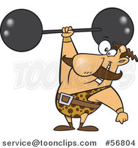 Cartoon White Strongman Entertainer Holding a Barbell over His Head by Toonaday