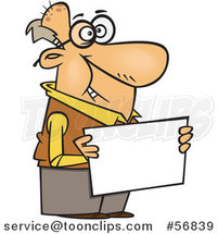 Cartoon White Senior Guy Holding a Blank Sign by Toonaday