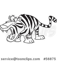Cartoon Outline Roaring Angry Tiger by Toonaday