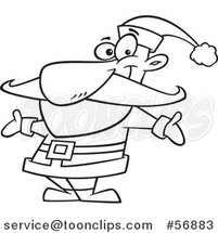 Cartoon Outline Christmas Santa Claus Welcoming with Open Arms by Toonaday