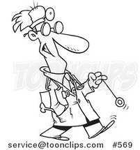 Line Art of a Cartoon Psychiatrist Playing with a Yo Yo by Toonaday