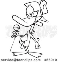 Cartoon Outline Funny Duck Telling Jokes by Toonaday
