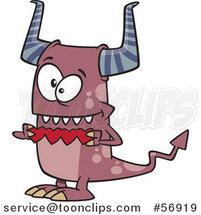 Cartoon Valentine Monster Holding a String of Red Paper Hearts by Toonaday