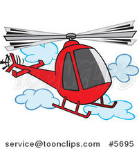 Cartoon Helicopter in the Clouds by Toonaday