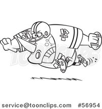 Cartoon Outline Tough Rhino Fooball Player Running by Toonaday