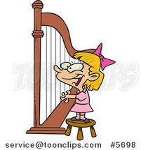 Cartoon Girl Playing a Harp by Toonaday
