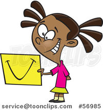Cartoon Black Girl Sharing a Smile on a Piece of Paper by Toonaday
