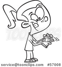 Cartoon Outline Girl Counting Her Cash Money by Toonaday