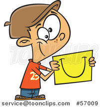 Cartoon White Boy Sharing a Smile on a Piece of Paper by Toonaday
