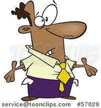 Cartoon Black Businessman with Turned out Pockets After Being Taxed by Toonaday