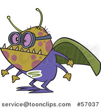 Cartoon Super Illness Bug Wearing a Cape by Toonaday