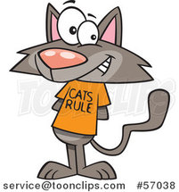 Cartoon Brown Kitty Wearing a Cats Rule Shirt by Toonaday