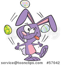 Cartoon Purple Easer Bunny Rabbit Juggling Easter Eggs by Toonaday