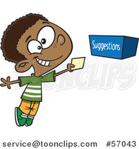 Cartoon Black Boy Putting a Note in a Suggestion Box by Toonaday