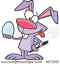 Cartoon Purple Easer Bunny Rabbit Holding a Blank Easter Egg by Toonaday