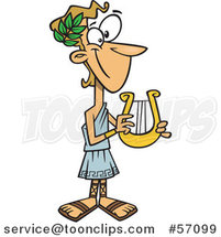 Cartoon Greek God, Apollo, Holding a Lyre by Toonaday