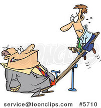 Cartoon Heavyweight Business Man on a See Saw by Toonaday
