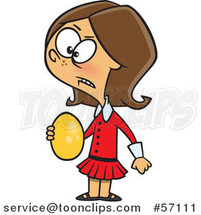 Cartoon Bratty and Spoiled Brunette White Girl, Veruca Salt, Holding a Golden Egg by Toonaday