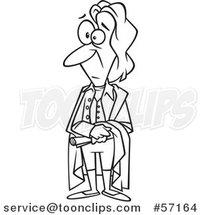 Cartoon Outline Guy, John Locke, Standing and Holding a Document by Toonaday
