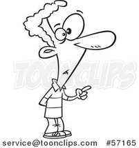 Cartoon Outline Young Guy Holding up a Finger by Toonaday